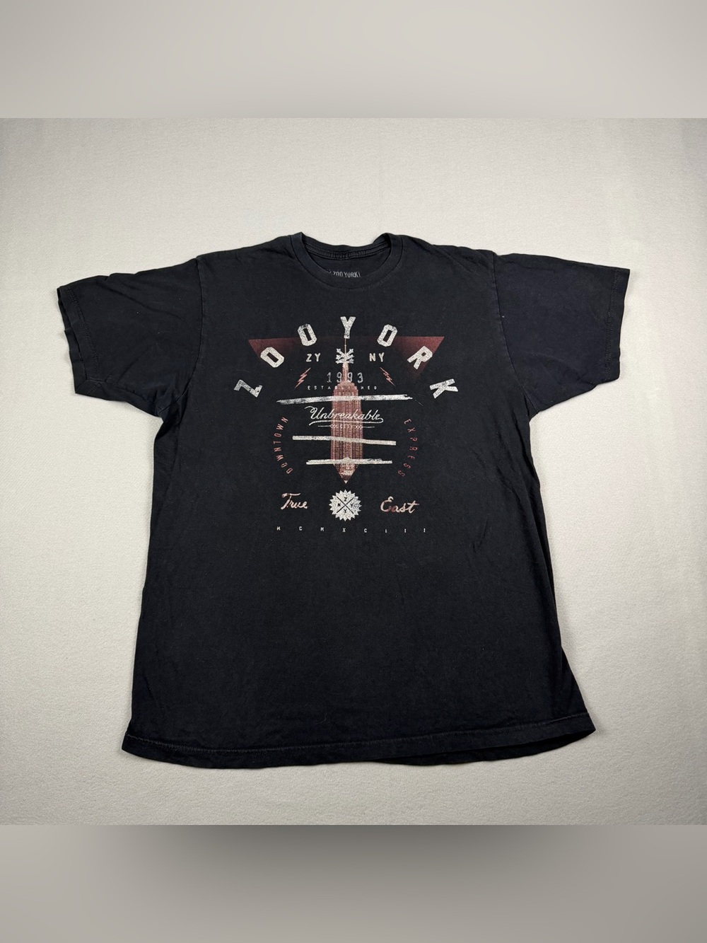Zoo York Black Short-Sleeve Graphic Tee with Maroon & White Details